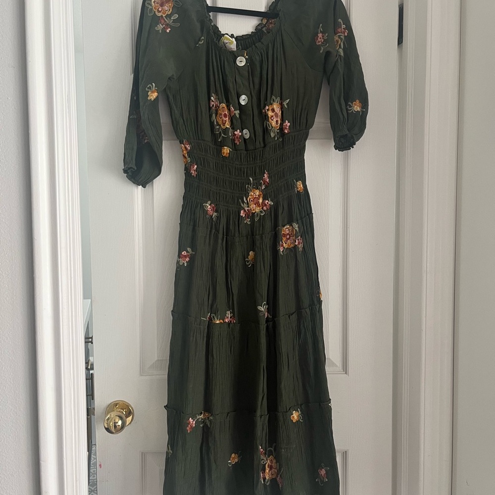 Floral Green Midi Dress